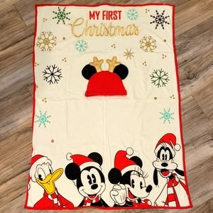 NWOT Disney Baby My First Christmas Mickey Mouse Blanket